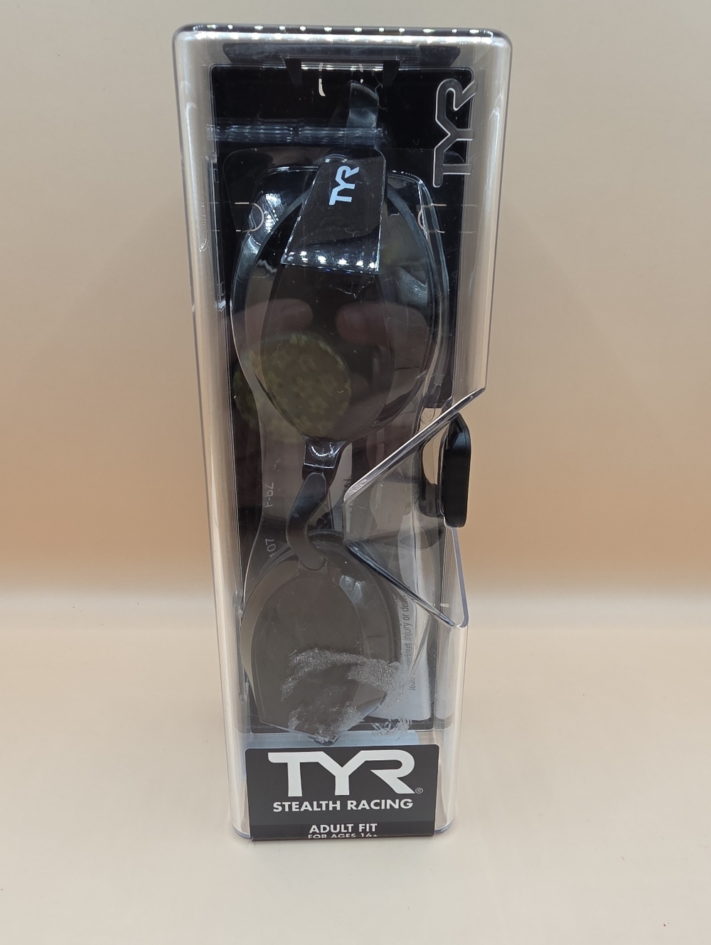 Open Box- TYR Stealth Racing Adult Fit Swim Goggles Black